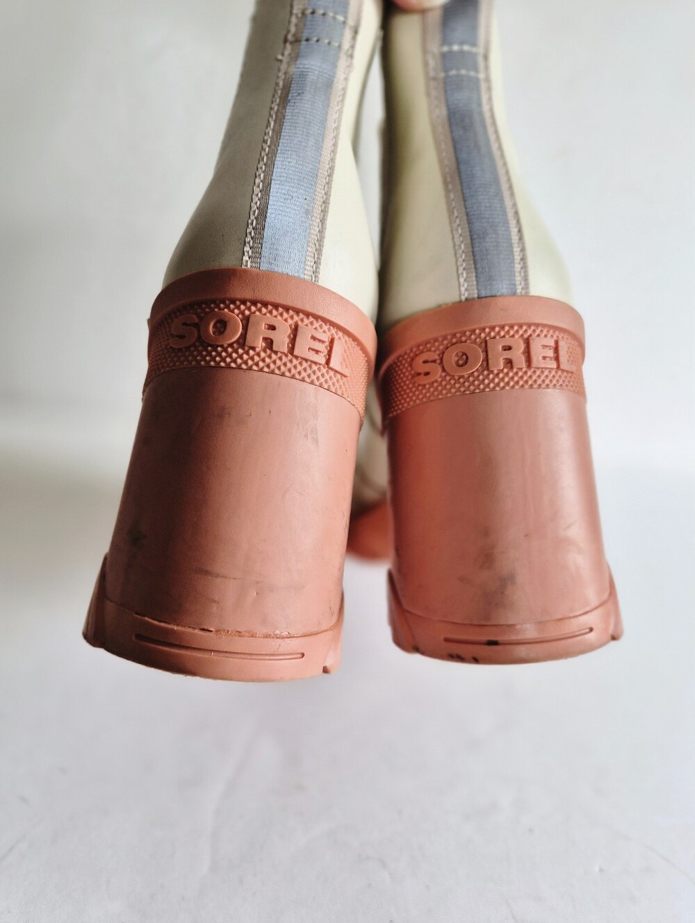 Sorel Brex White Chelsea Natural Pink Waterproof Chunky Heel Boots Size 8.5 - Picture 6 of 16